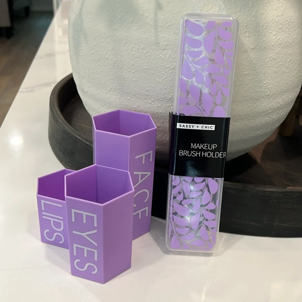 💜💄Purple Makeup Brush Holder Set